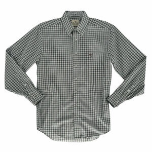 Gen Teal Bennet Cotton Button Down Sport Shirt Long Sleeve Gray Plaid Small